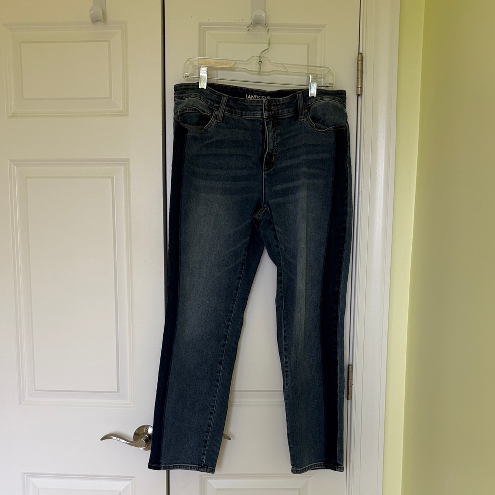 Lands' End Women's Straight Leg “Tuxedo Stripe” Jeans